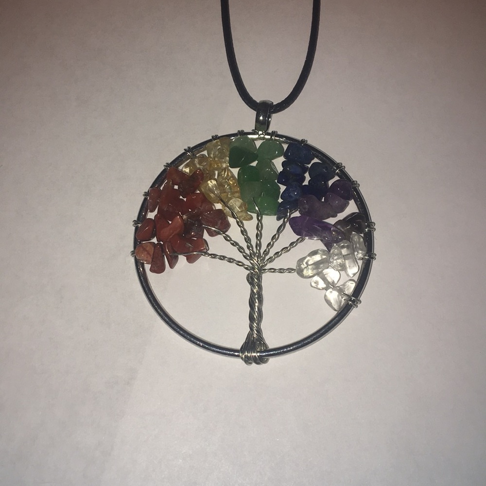 Crystal rock tree necklace.